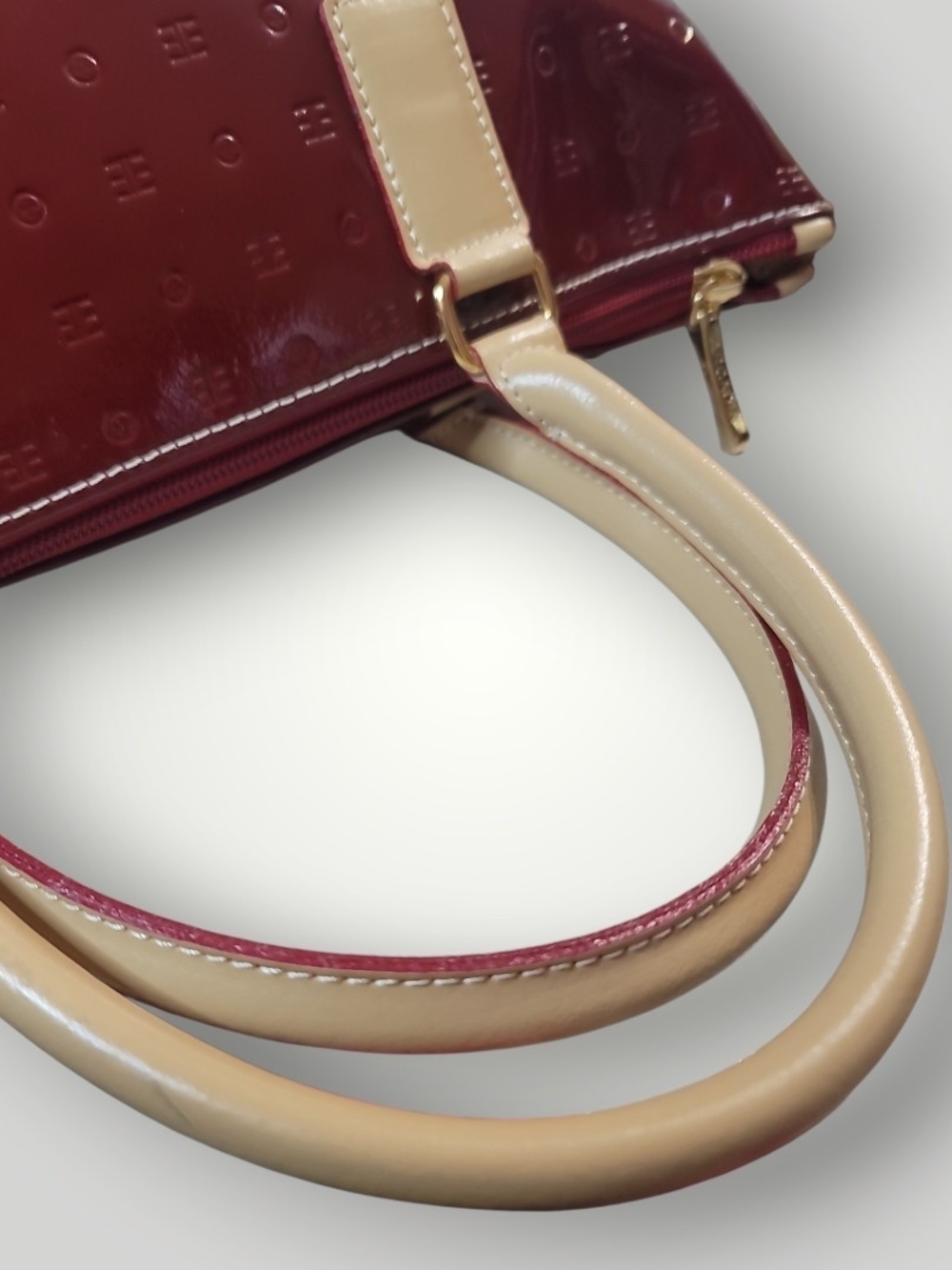 Arcadia Red Patent Tote with Cream Handles - Picture 7 of 10